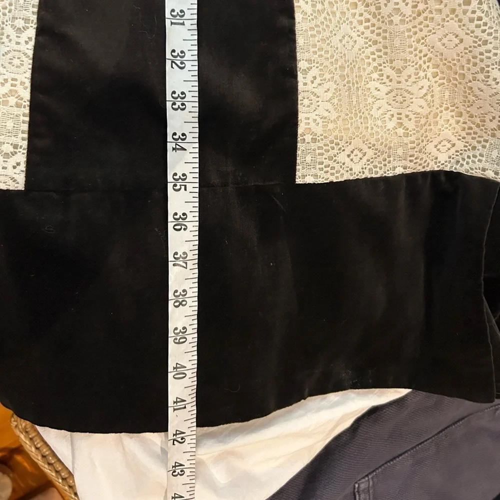 VINTAGE 70s JEANNE BOUCHEVER Cotton Velvet & Lace‎ Patchwork Maxi Skirt S-L